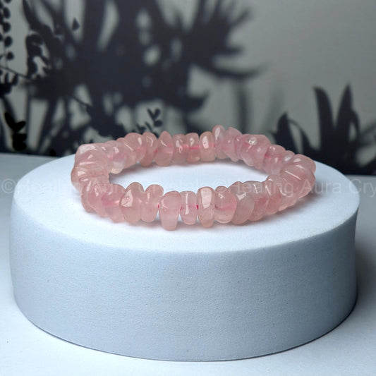 Rose Quartz Chip Bracelet- Premium Quality