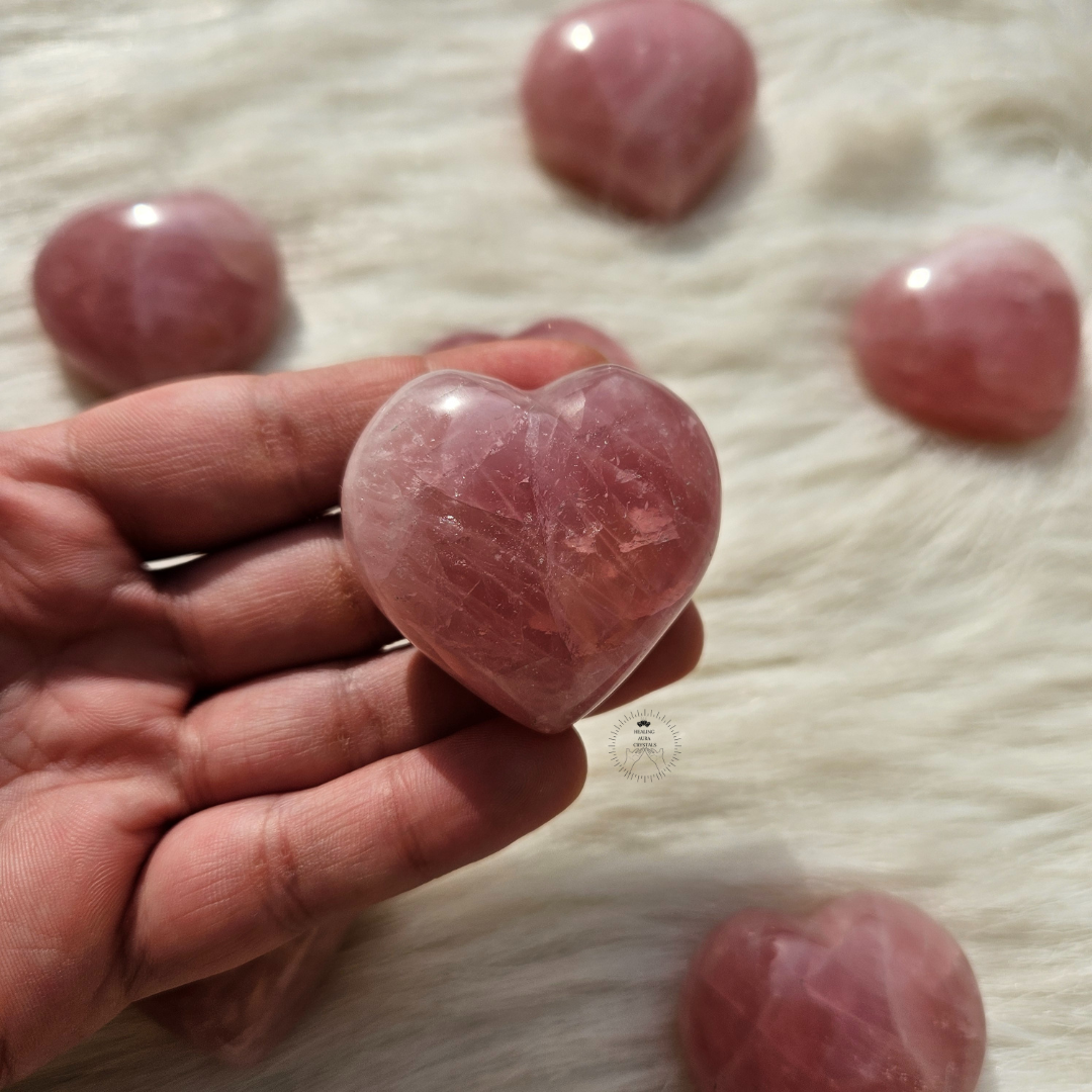 Rose Quartz Heart- Premium Quality