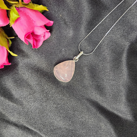Rose Quartz Drop Shape Pendant