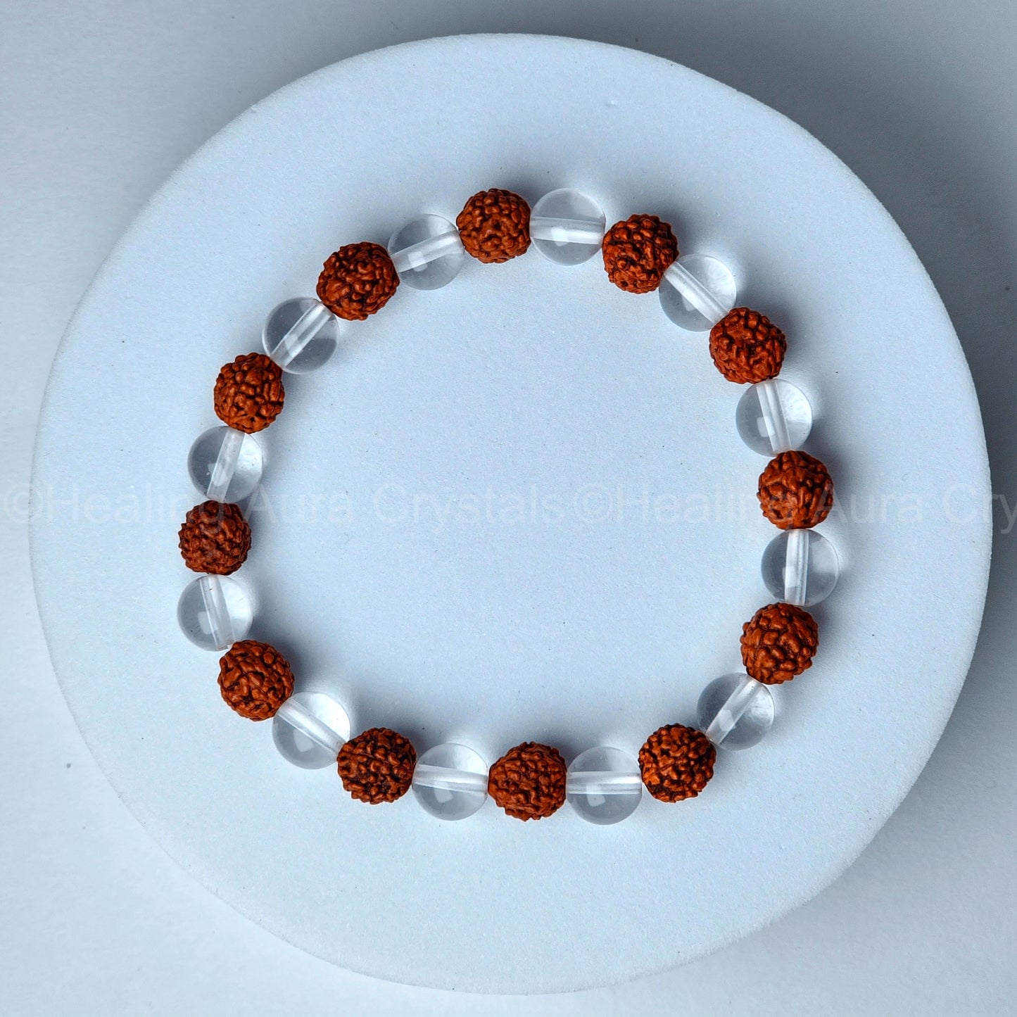 Rudraksha and Clear Quartz Bracelet (8mm)