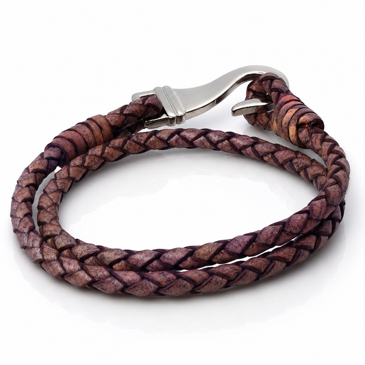 Dual Strand Leather Bracelet - Fish Hook