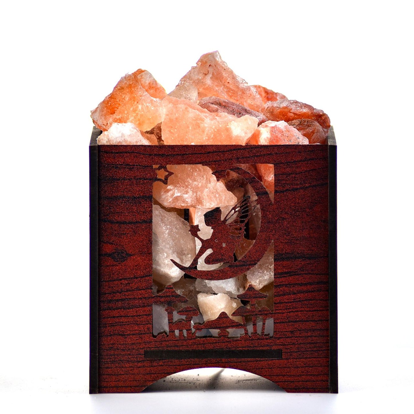 Moon Fairy Himalayan Rock Salt Wooden Basket Lamp – Fairy Lamp (Design 2)