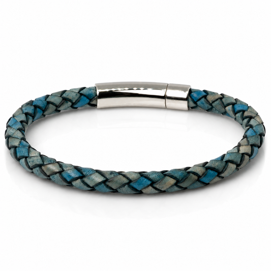 Core Braid Leather Bracelet- Push Lock Clasp
