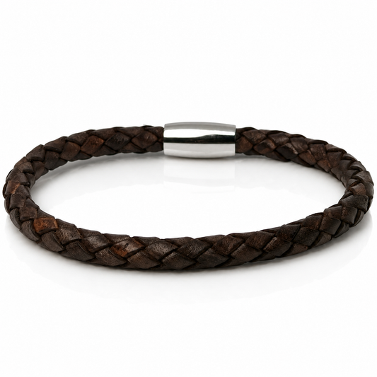 Core Braid Leather Bracelet- Magnetic Clasp or Minimal Braid Leather Bracelet