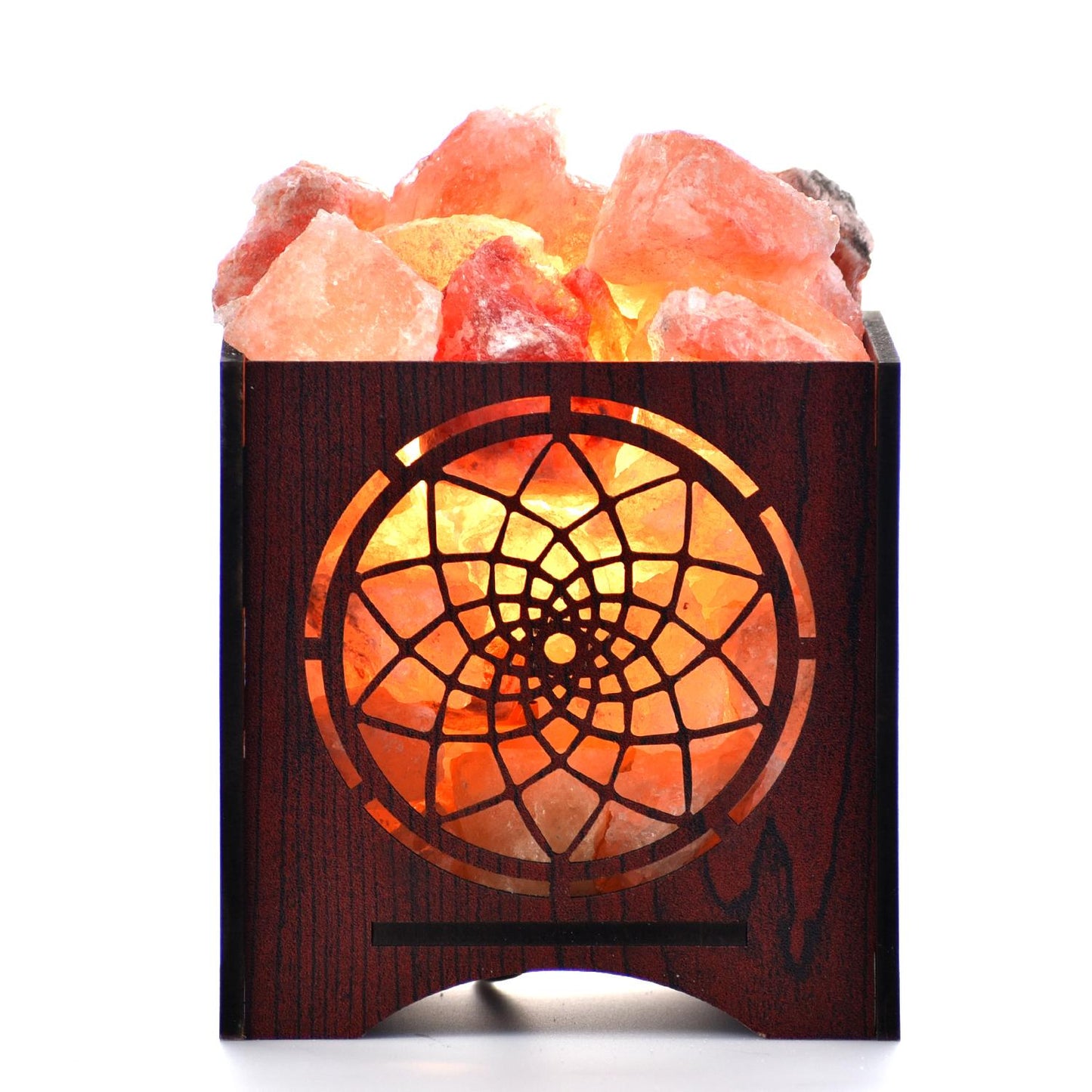 Healing Chakras Himalayan Rock Salt Wooden Basket Lamp – Chakra Design Salt Lamp