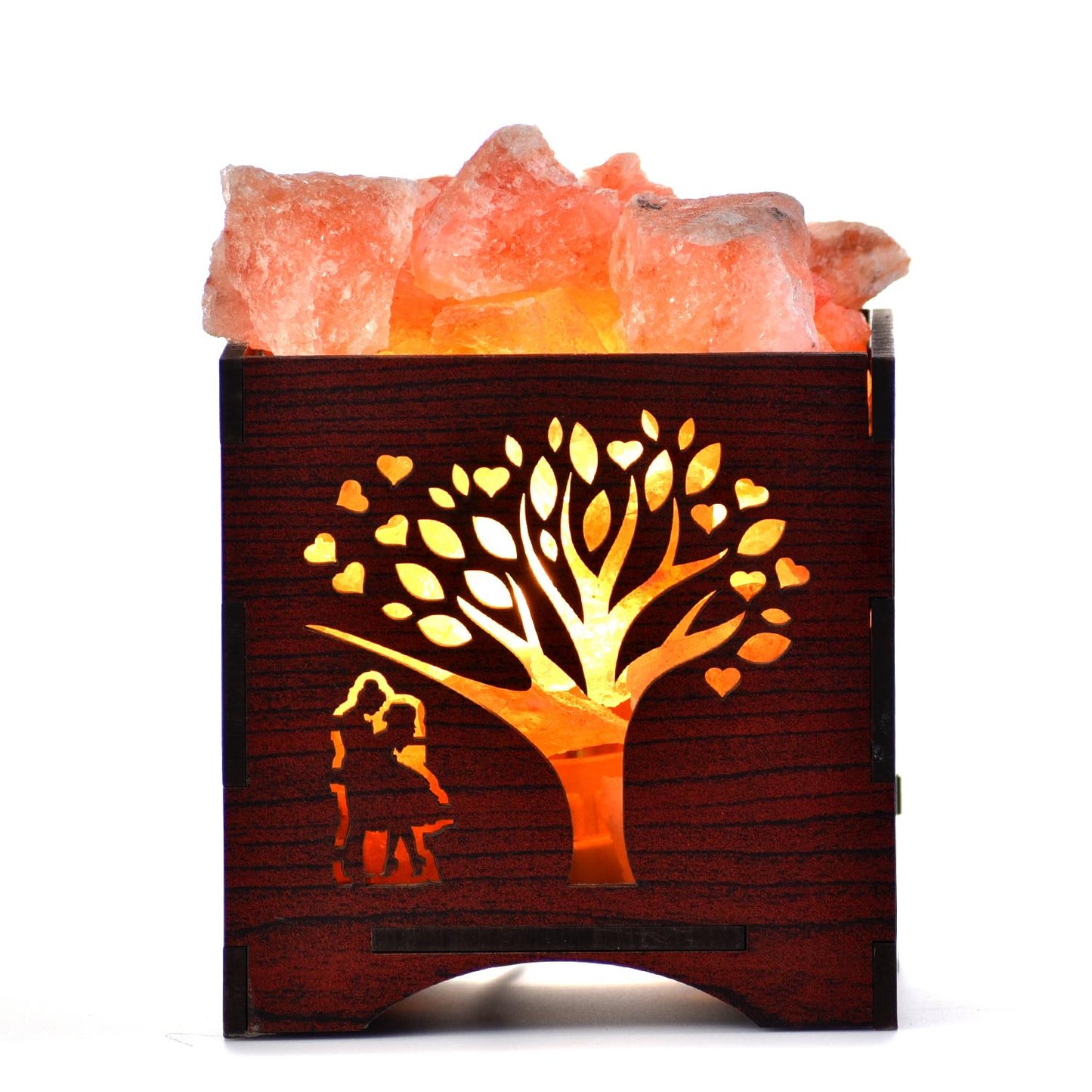 Love You Himalayan Rock Salt Wooden Basket Lamp – Romantic Gifting Salt Lamp
