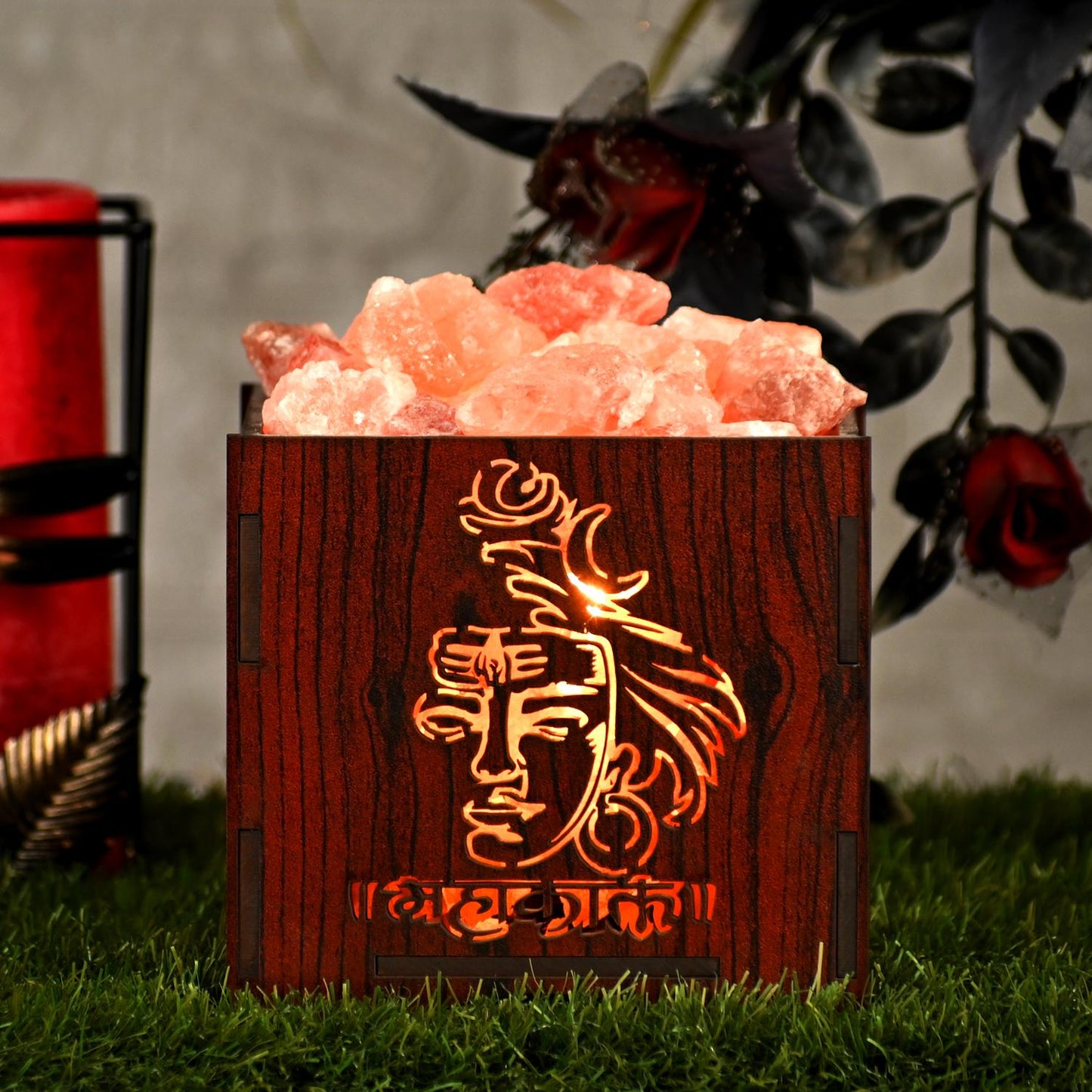 Mahakaal Himalayan Rock Salt Wooden Basket Lamp – Powerful Shiva Salt Lamp