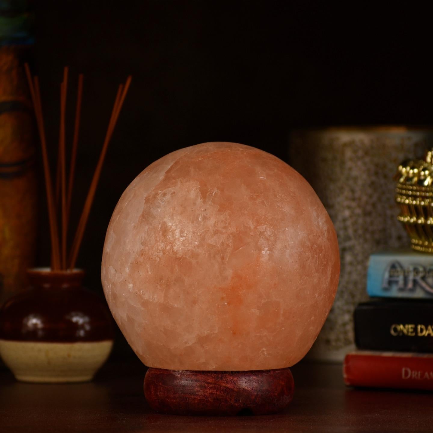 Globe Shaped Himalayan Rock Salt Crafted Lamp – Hand-Carved Globe Salt Lamp