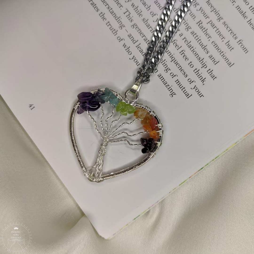 7 Chakra Tree of Life Heart Pendant