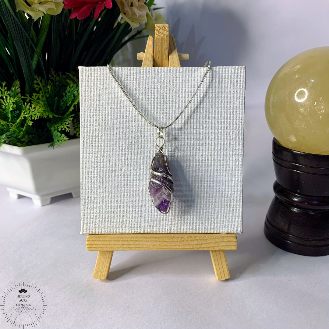 Amethyst Raw Pendant Wire Wrapped