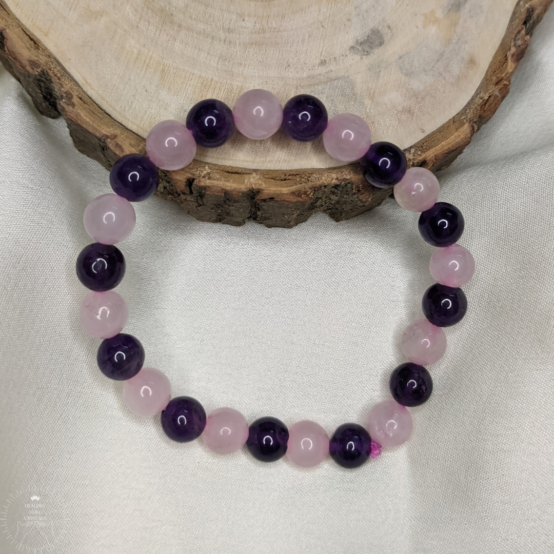 Amethyst & Rose Quartz Bracelet (8mm)