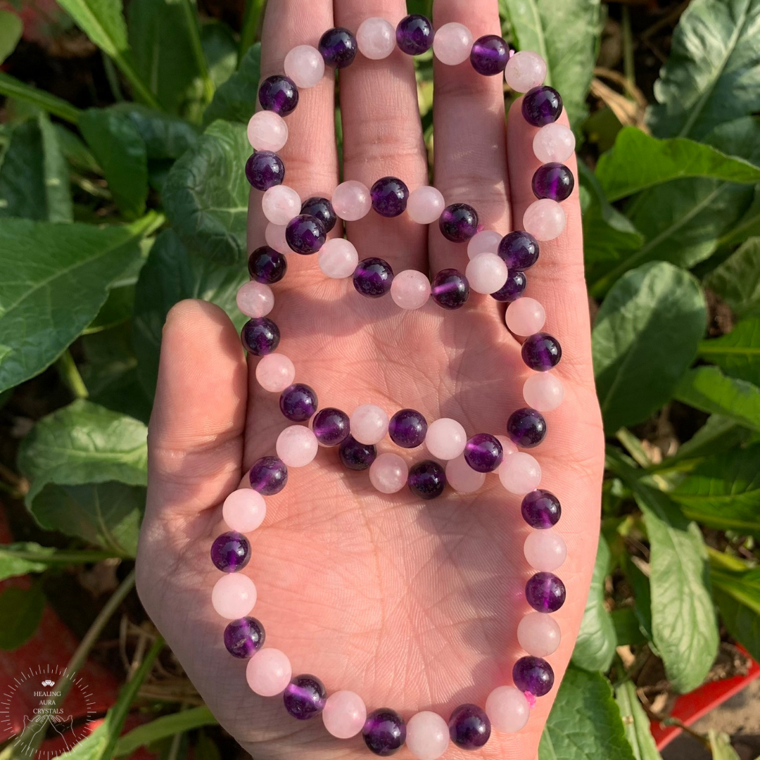 Amethyst & Rose Quartz Bracelet (8mm)