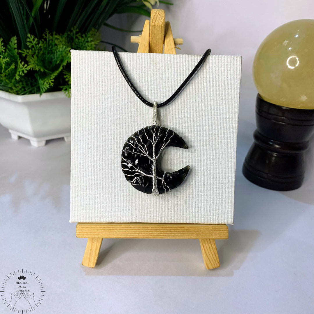 Black Obsidian Moon Pendant