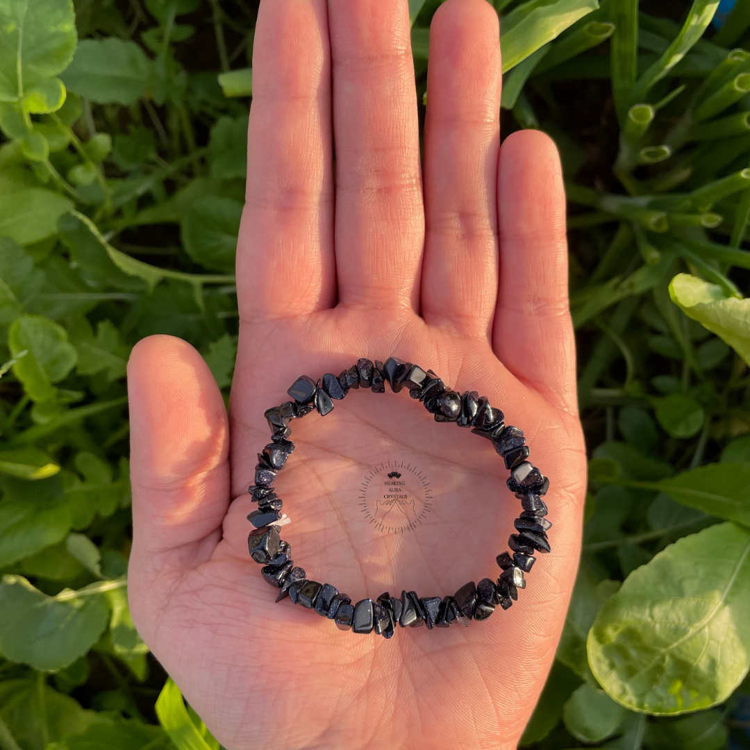 Blue Goldstone Chip Bracelet