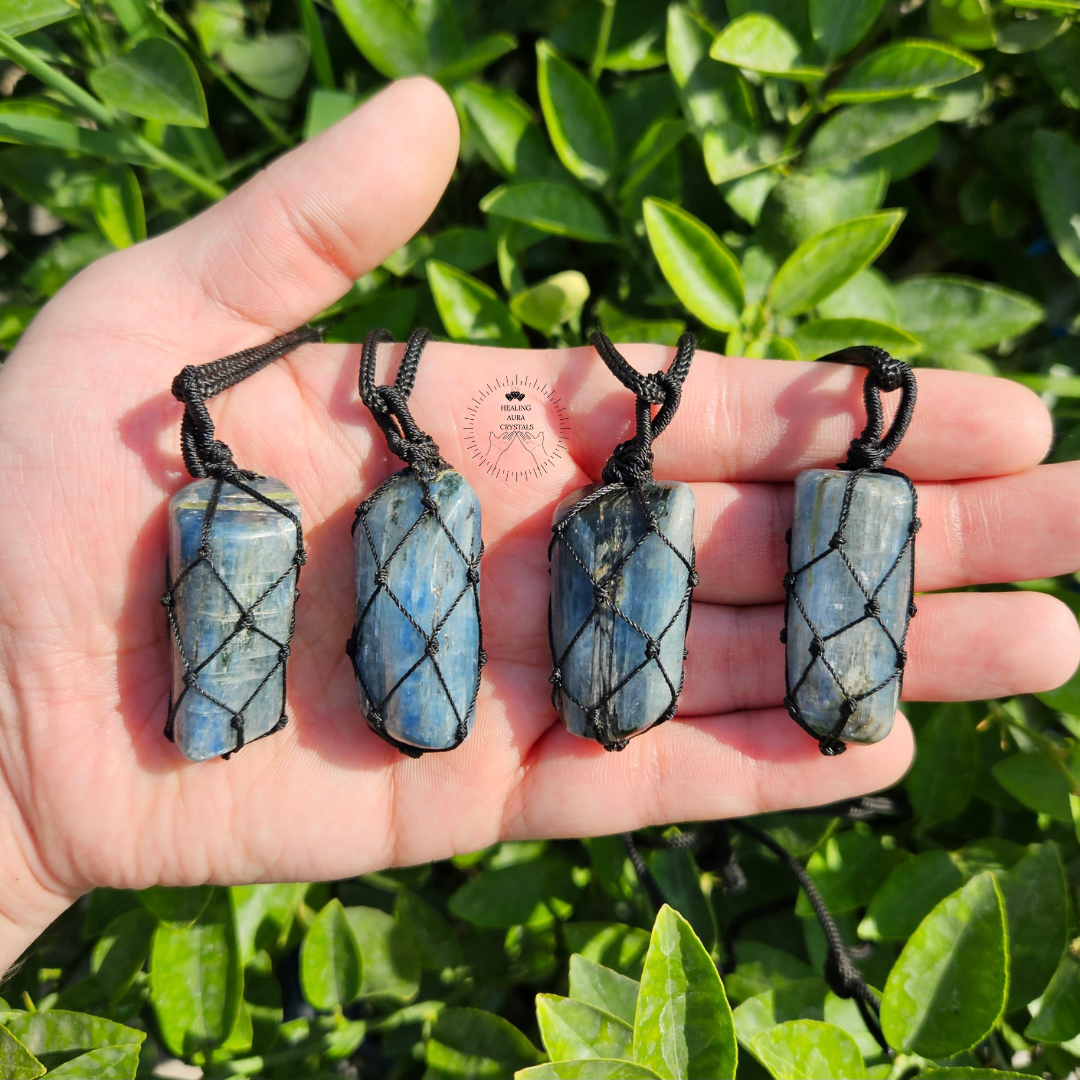 Blue Kyanite Macrame Pendant