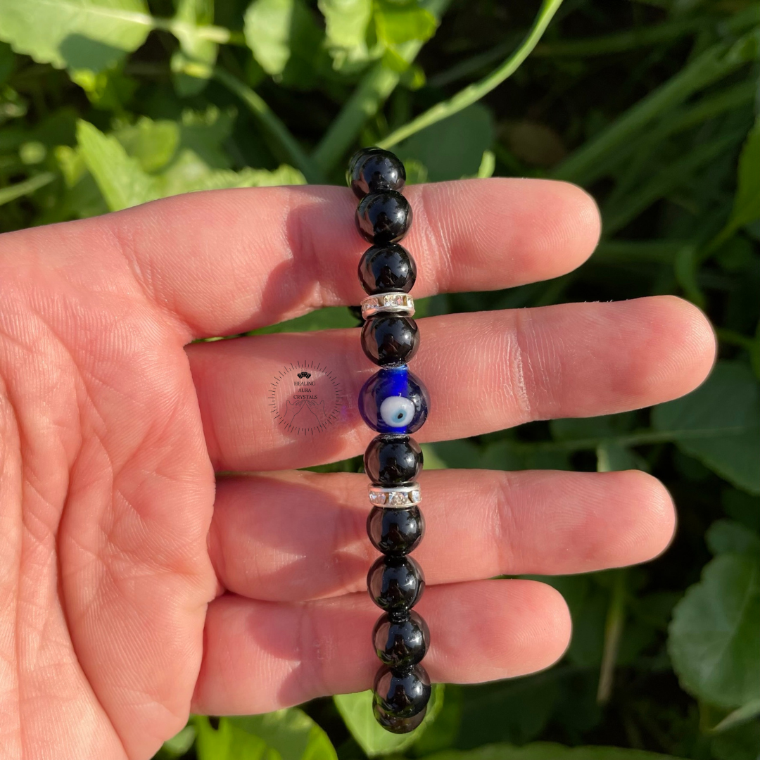 Evil Eye & Black Onyx Bracelet (8mm)