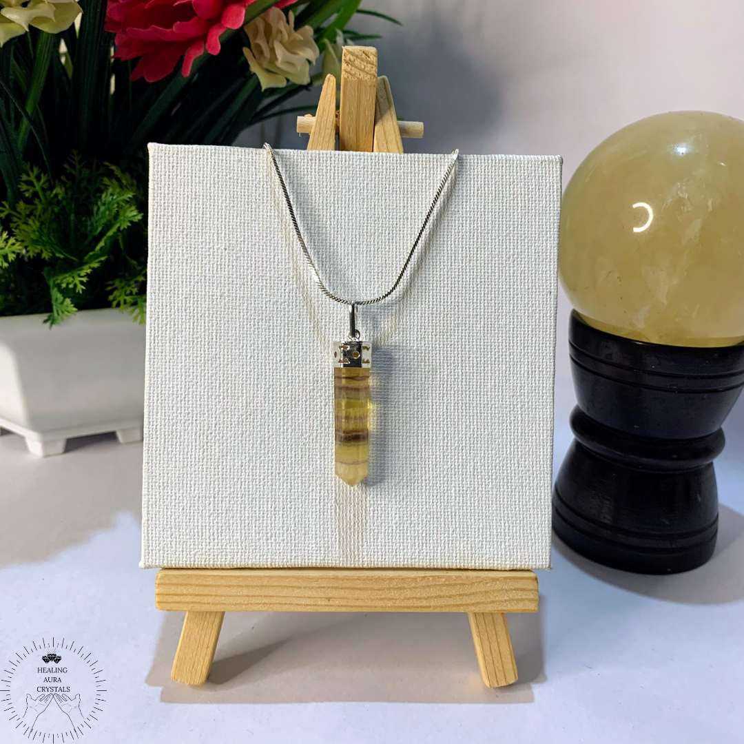 Yellow Fluorite Pencil Pendant