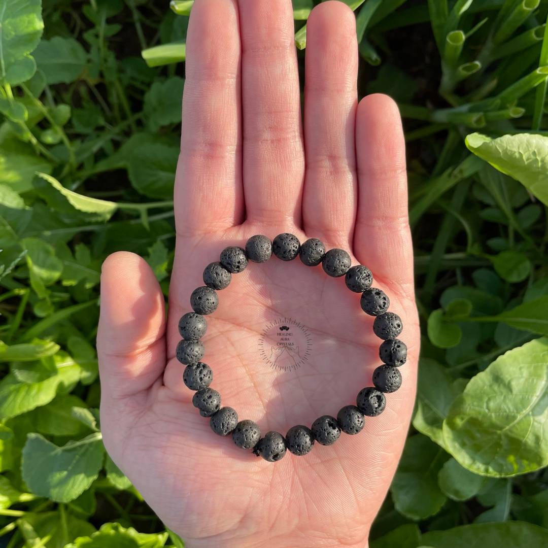 Lava Stone Bracelet Healing Aura Crystals