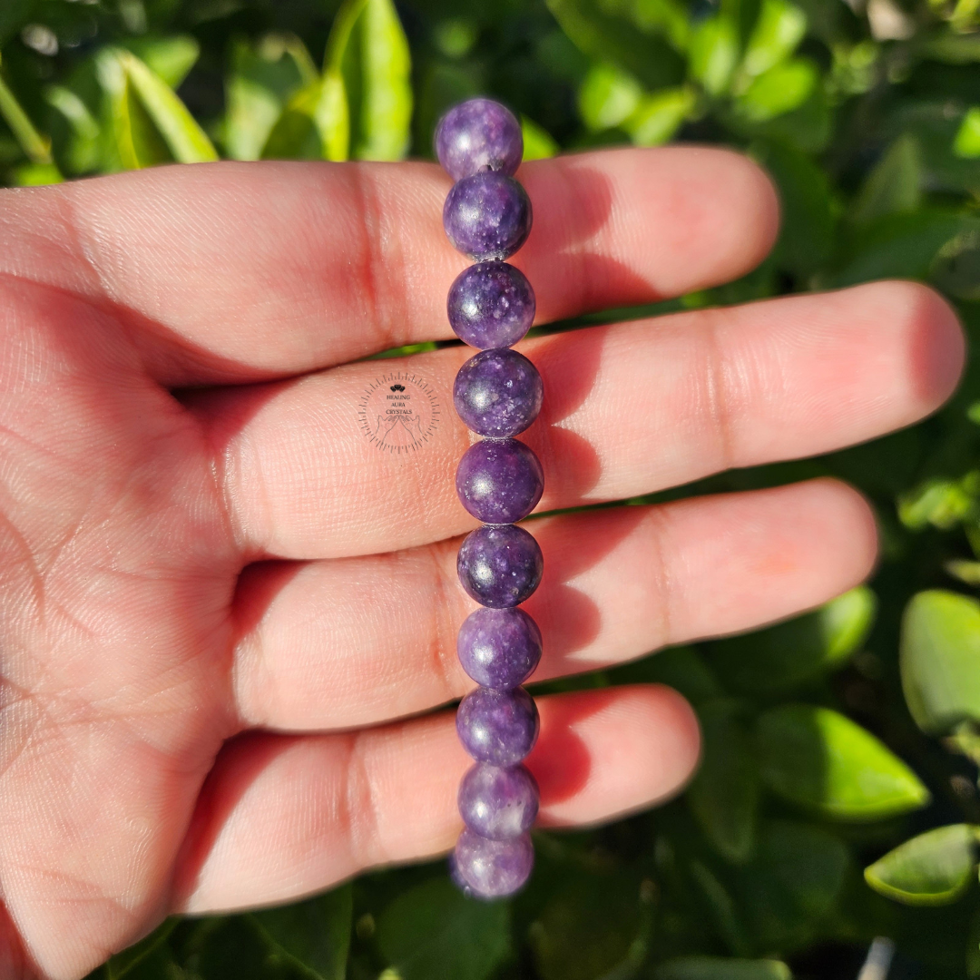 Lepidolite Bracelet (Dark Purple)- 8mm
