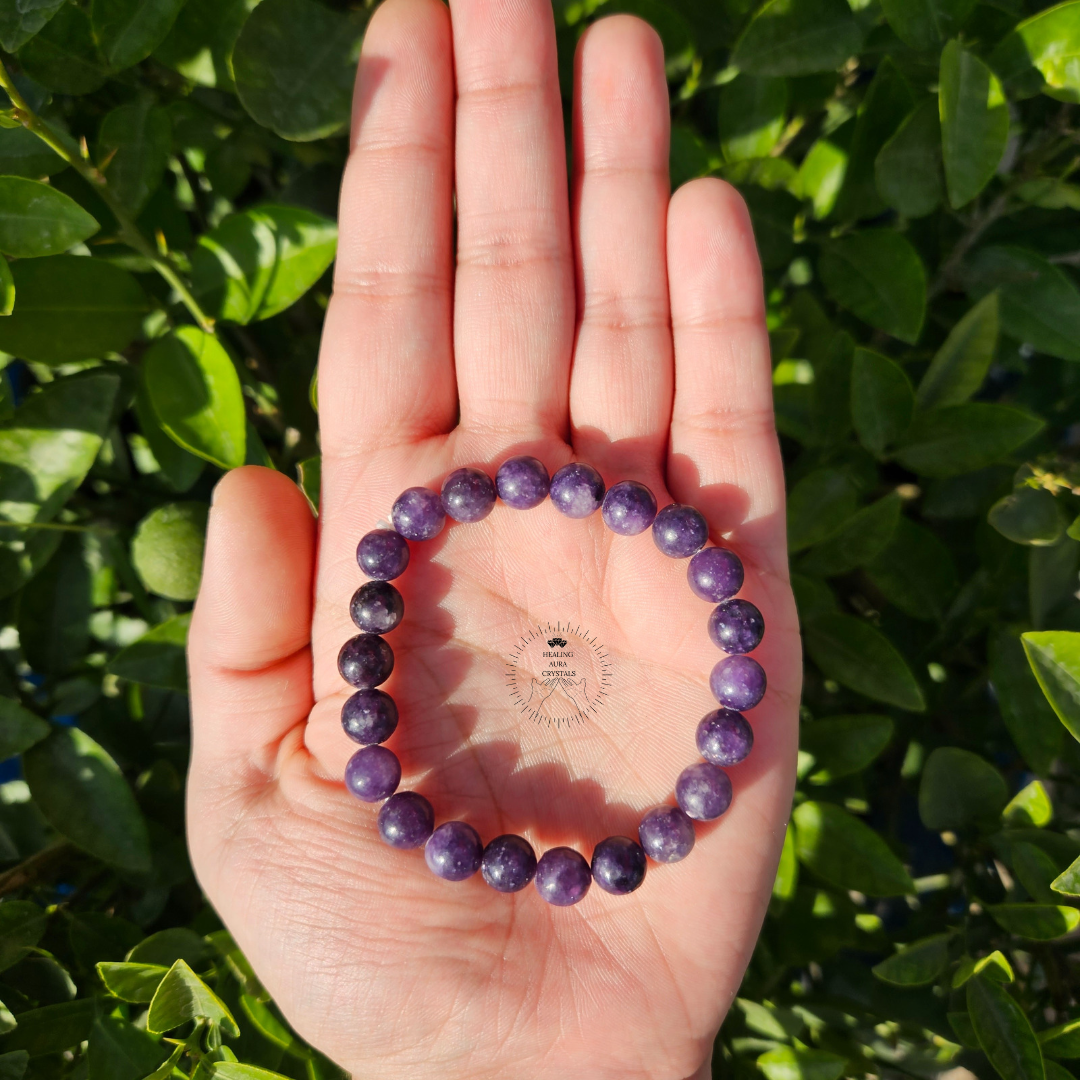 Lepidolite Bracelet (Dark Purple)- 8mm