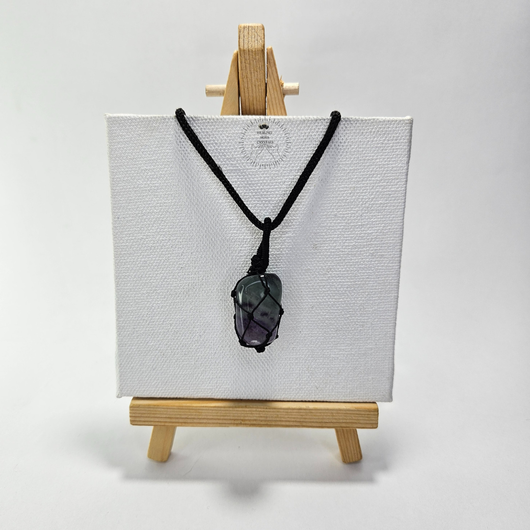 Rainbow Fluorite Macrame Pendant