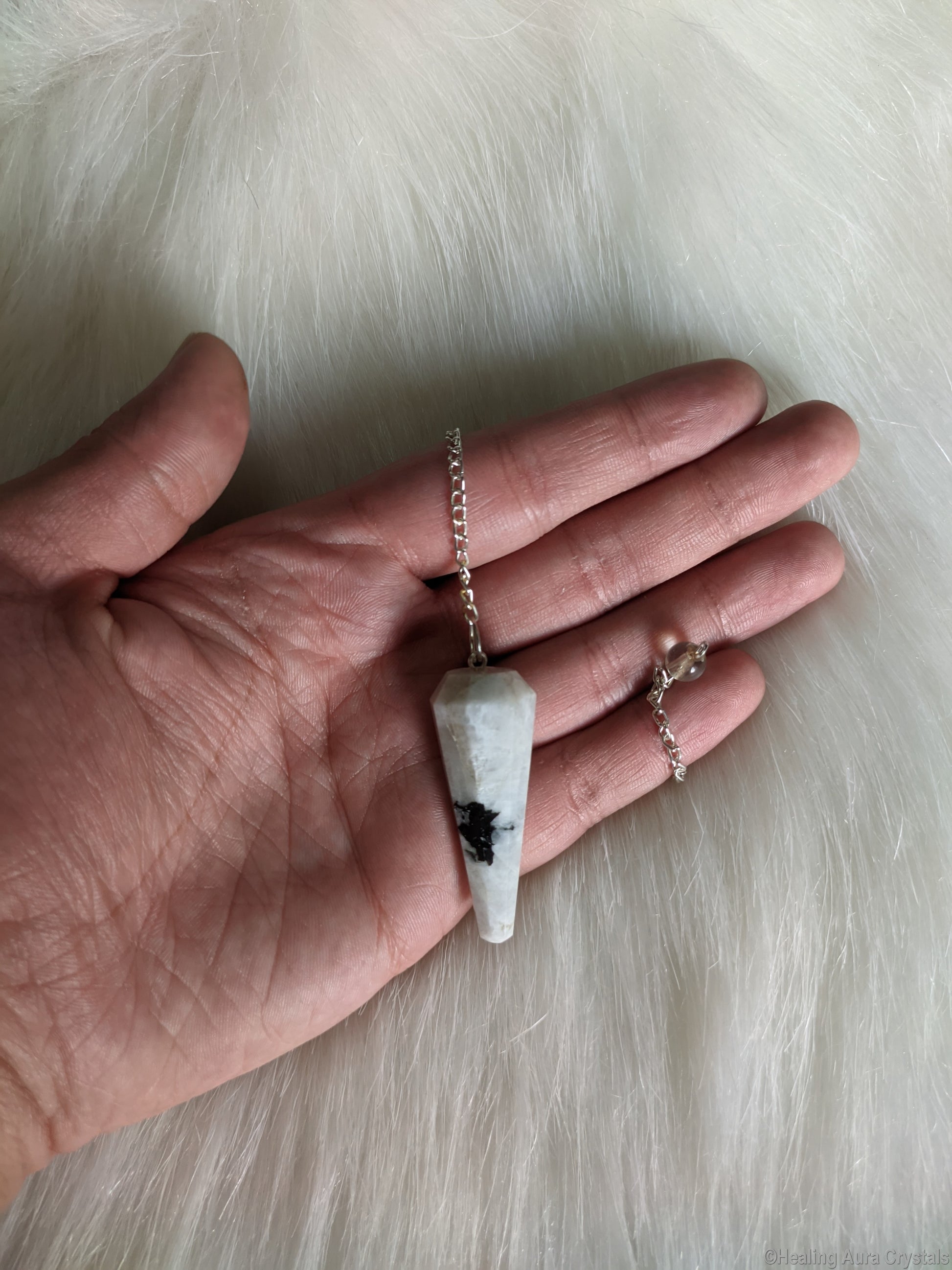 Rainbow Moonstone Dowsing Pendulum freeshipping - Healing Aura Crystals