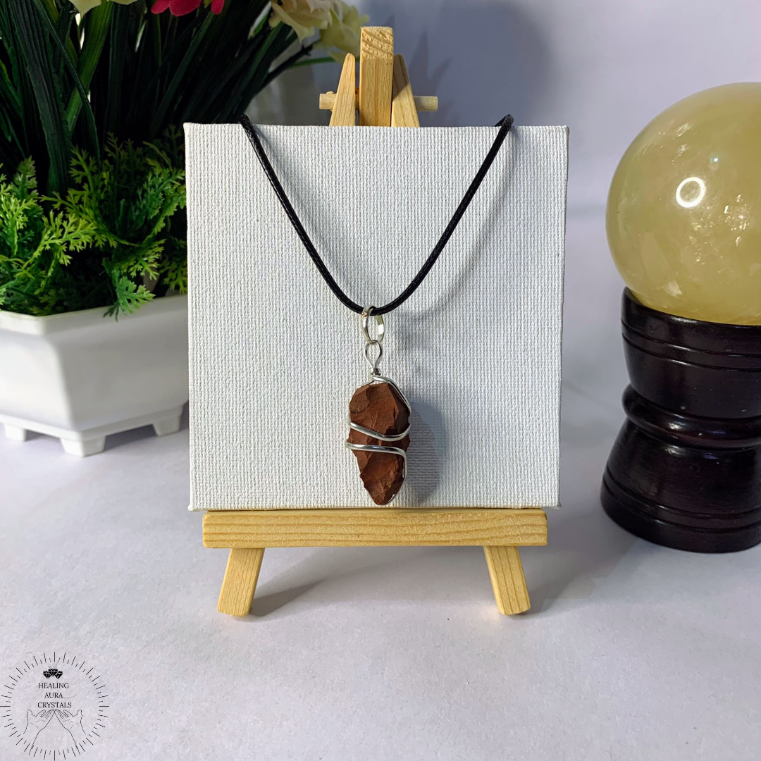 Red Jasper Raw Pendant Wire Wrapped