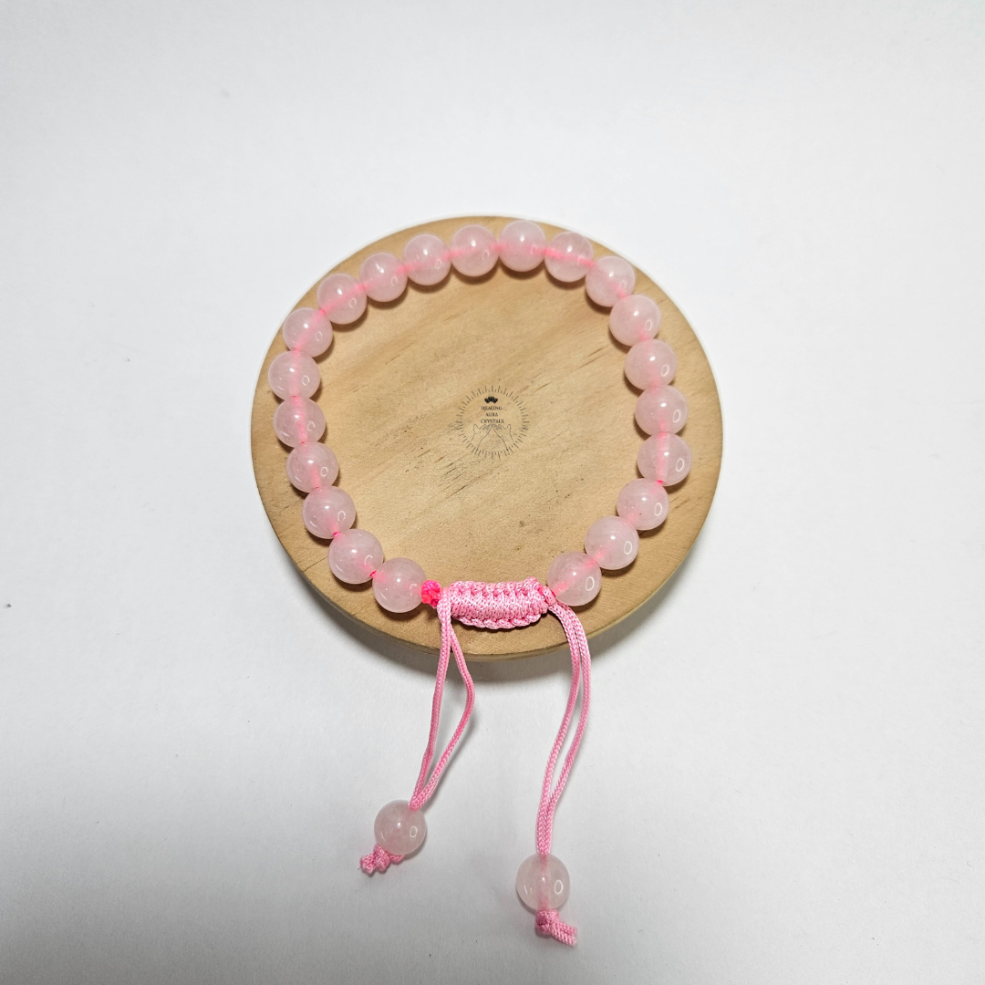 Rose Quartz Bracelet - Single Layer Adjustable (8mm)