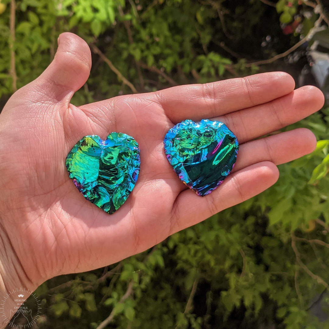 Titanium Aura Quartz Heart