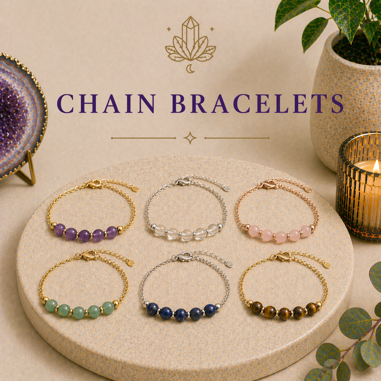 Chain Crystal Bracelets by Healing Aura Crystals