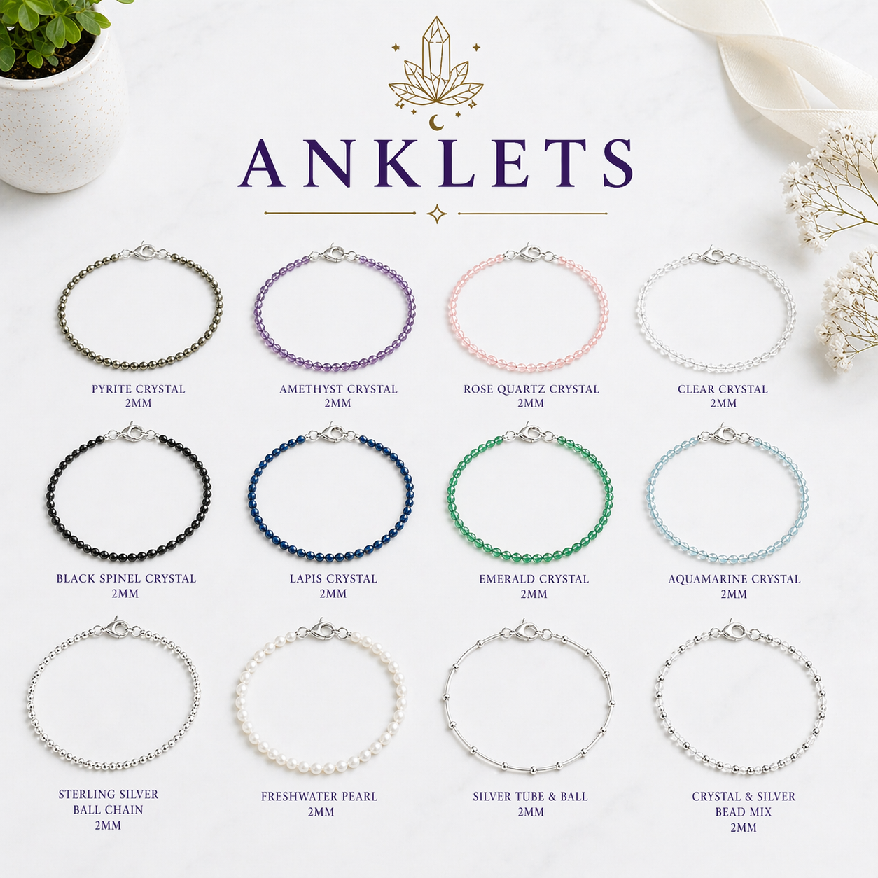 Crystal Anklets by Healing Aura Crystals