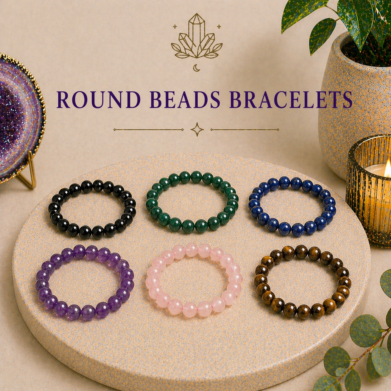 Round Beads Bracelets by Healing Aura Crystals
