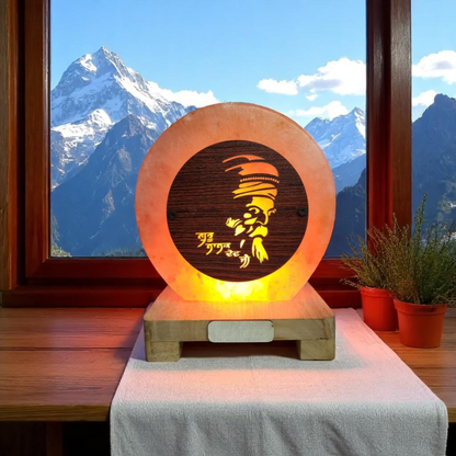 Gurunanak Ji Himalayan Rock Salt 3D Lamp – Gurunanak Engraved Salt Lamp