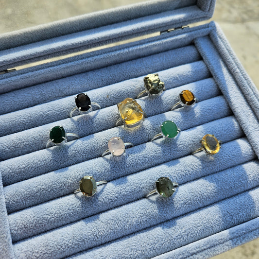 Crystal Rings- | Adjustable | Polished | Raw