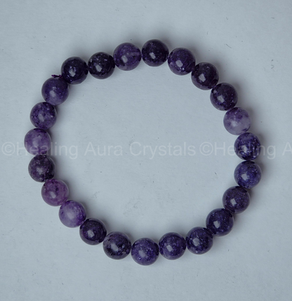 Lepidolite Bracelet (Dark Purple)- 8mm