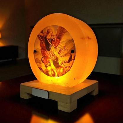 Saint Michael Himalayan Rock Salt 3D Lamp – Protection Angel Salt Lamp