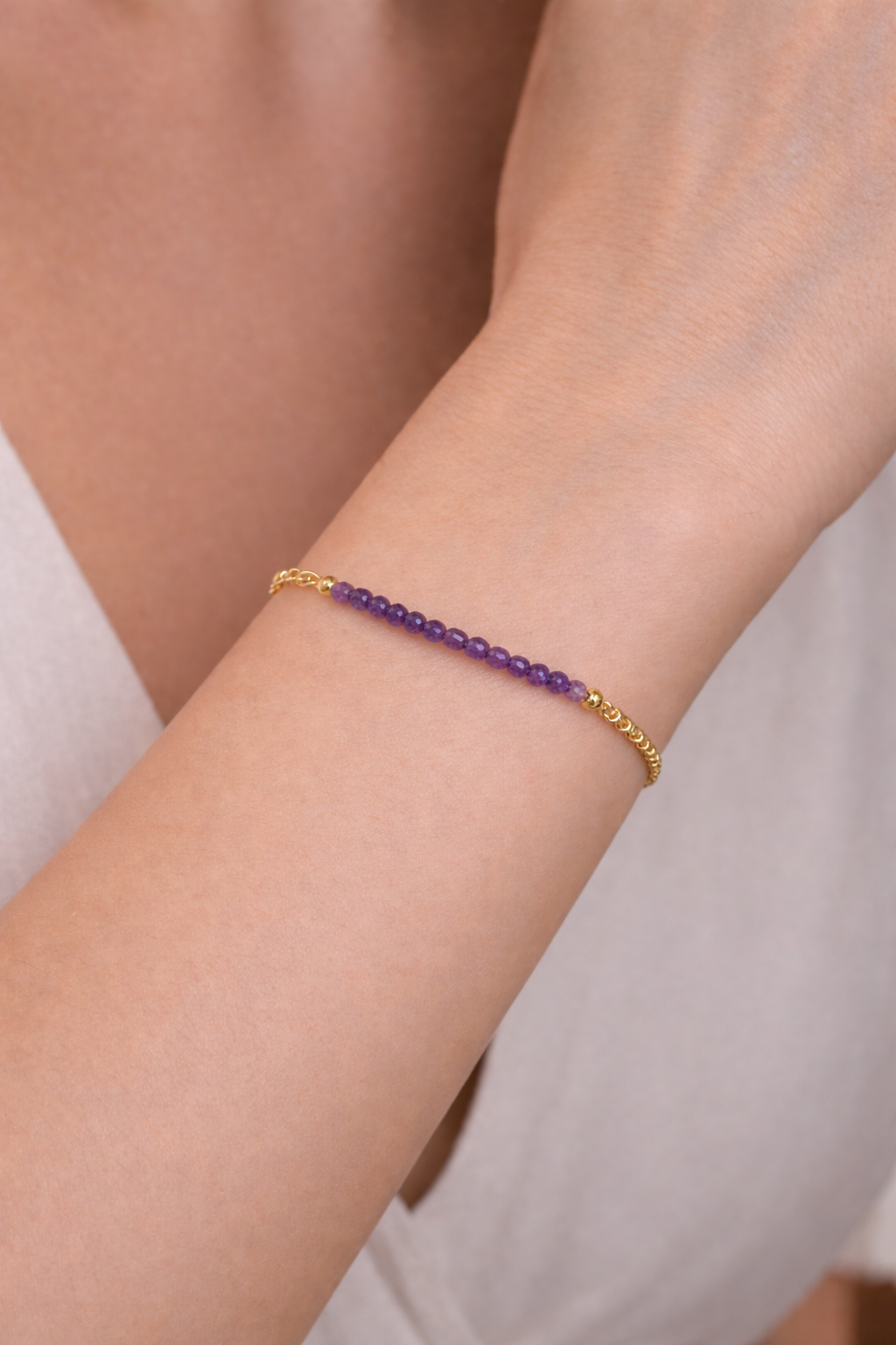 Minimal Diamond Cut Crystal Bracelet in chain (2mm)