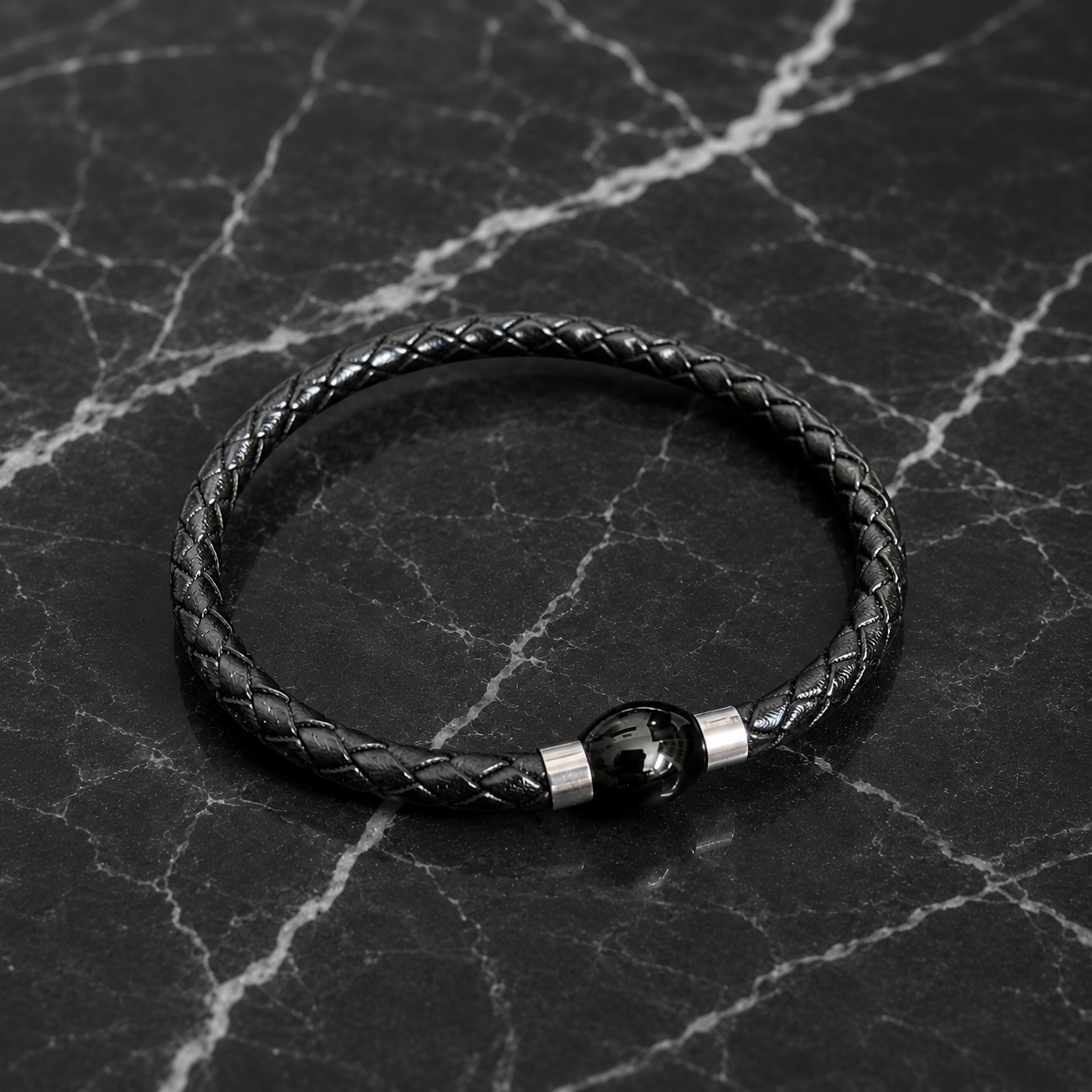 Core Braid Leather Bracelet- Magnetic Ball Clasp
