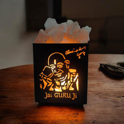 Jai Guru Ji Himalayan Rock Salt Metal Basket Lamp – Spiritual Metal Salt Lamp
