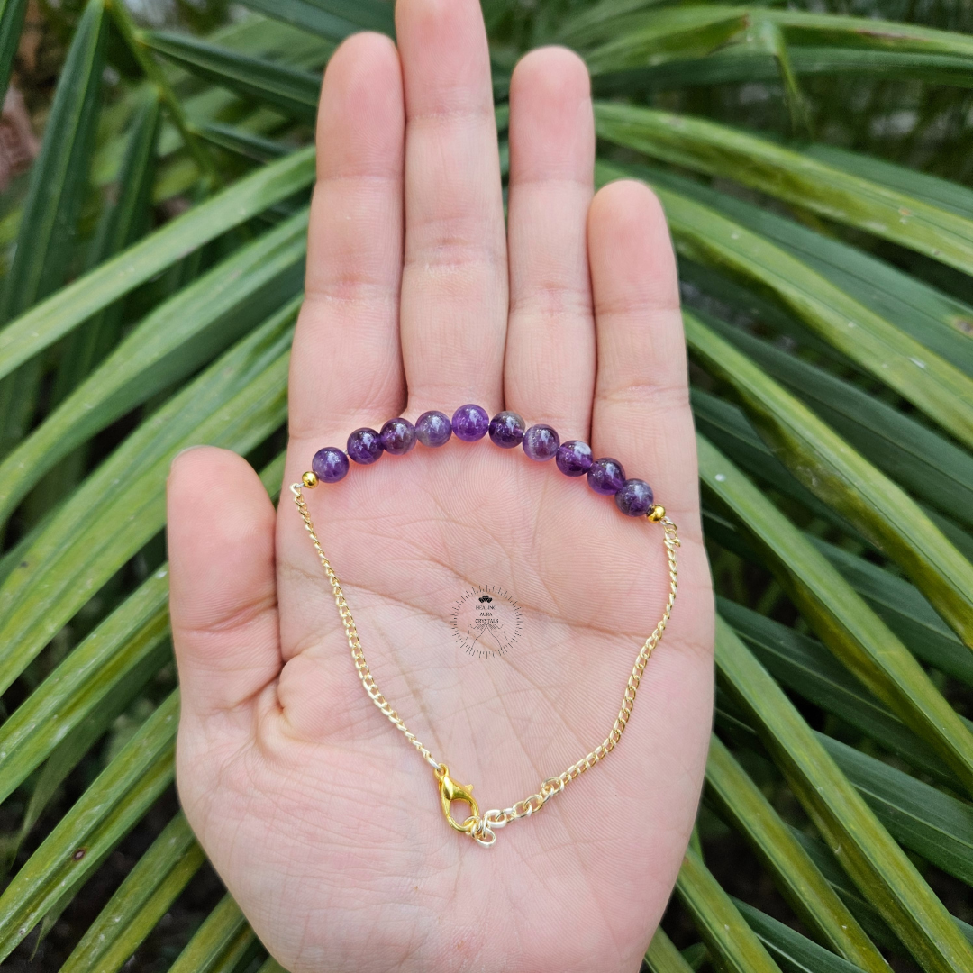 Amethyst Golden Chain Bracelet (6mm)