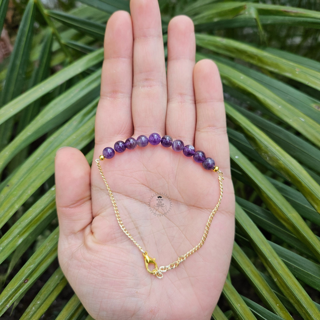 Amethyst Golden Chain Bracelet