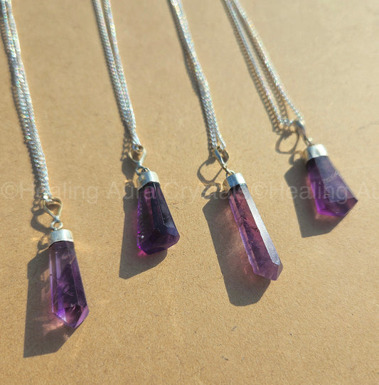 Amethyst Drop Shape Pendant (in German Silver)