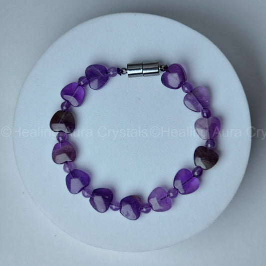 Amethyst Heart Beads Magnet Bracelet