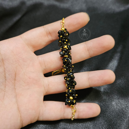 Black Obsidian Chip Chain Bracelet- Adjustable