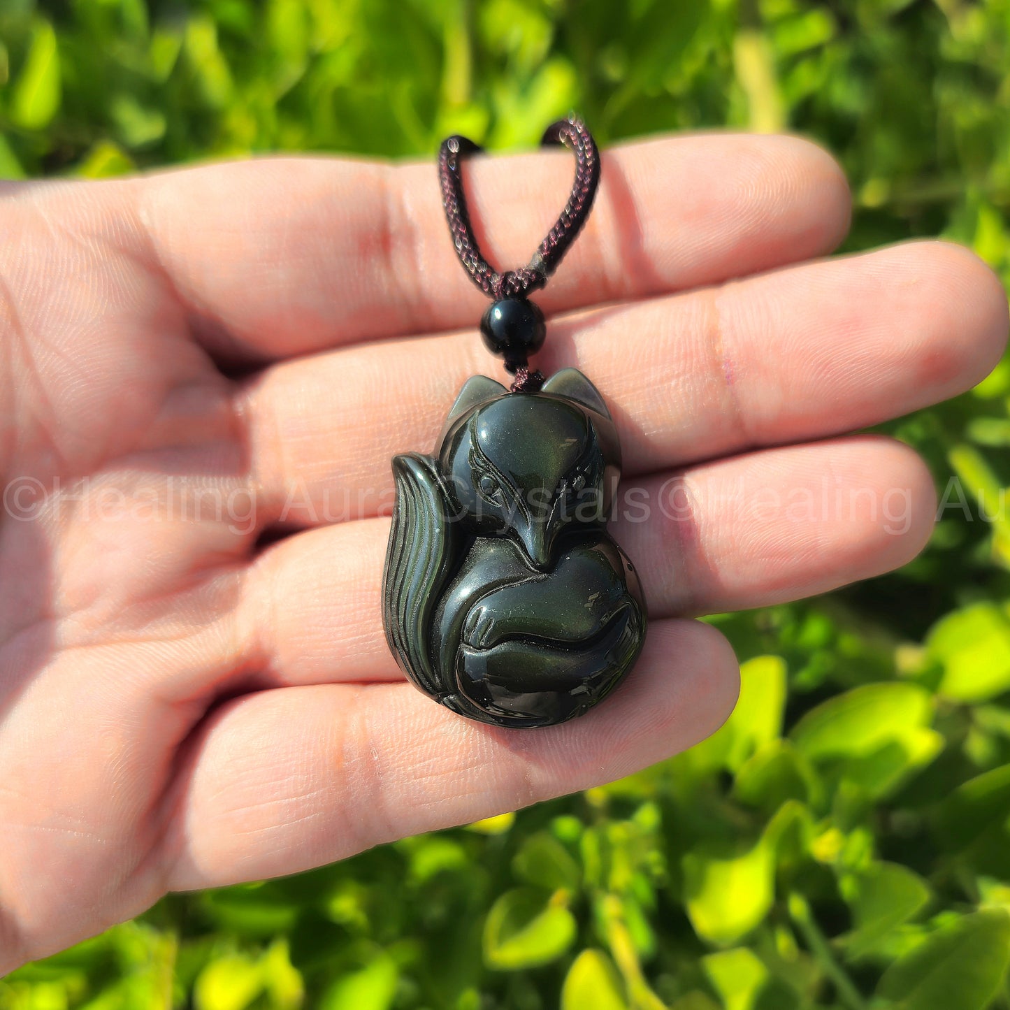 Black Obsidian Fox Pendant