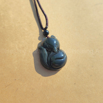 Black Obsidian Fox Pendant