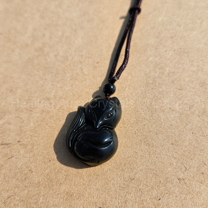 Black Obsidian Fox Pendant