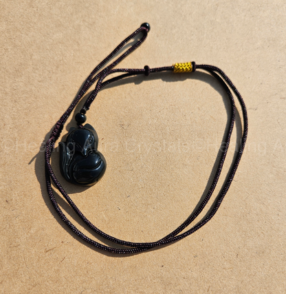 Black Obsidian Fox Pendant