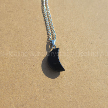 Black Obsidian Mini Moon Pendant