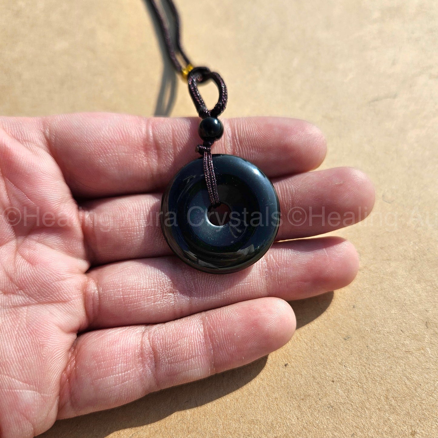 Black Obsidian Donut Pendant